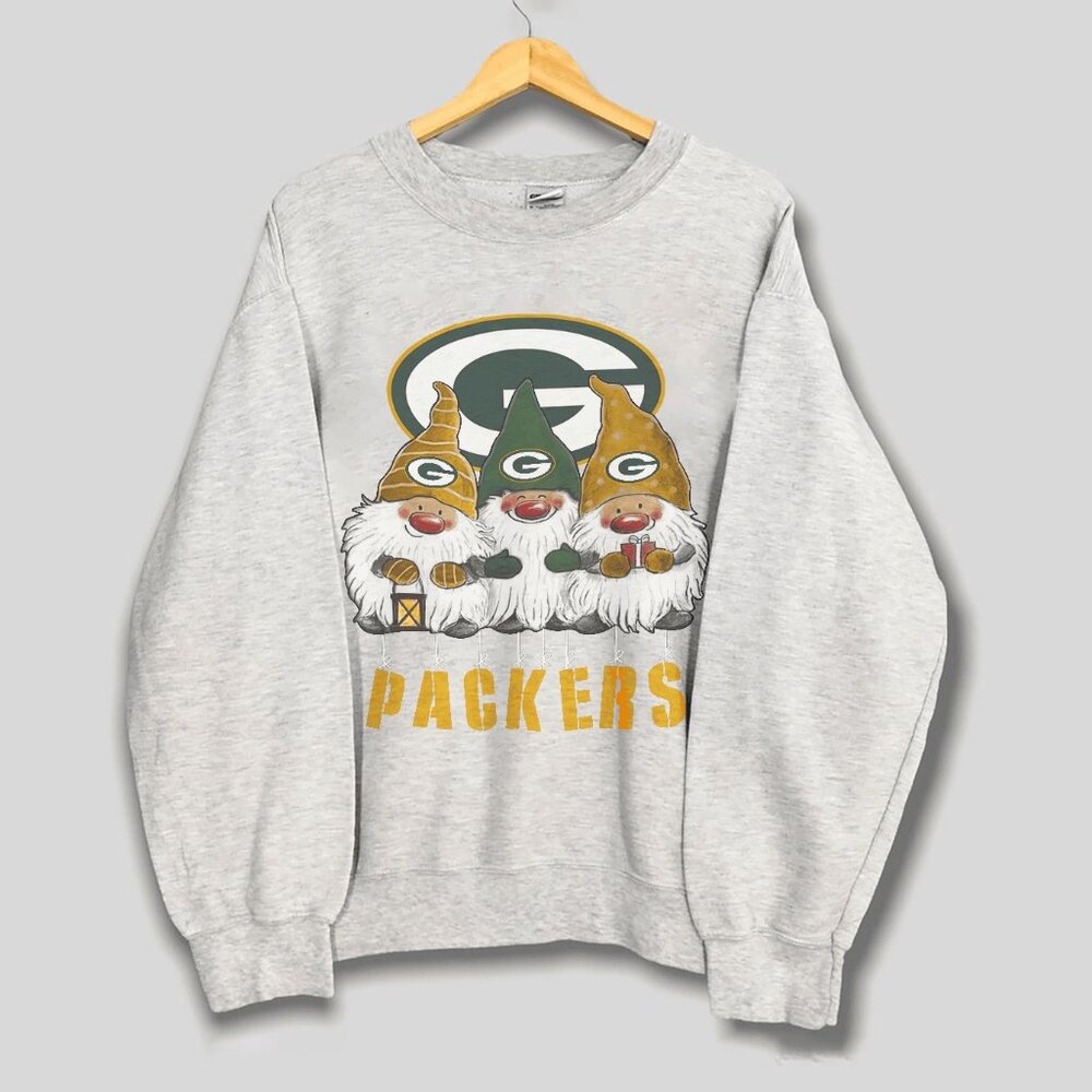 Vintage Gnomies Green Bay Packers Christmas Sweatshirt, Retro Xmas Gift Shirt